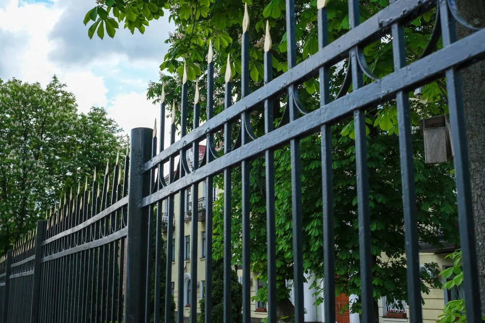 Black spear-top steel railings – commercial fencing in Weston-super-Mare